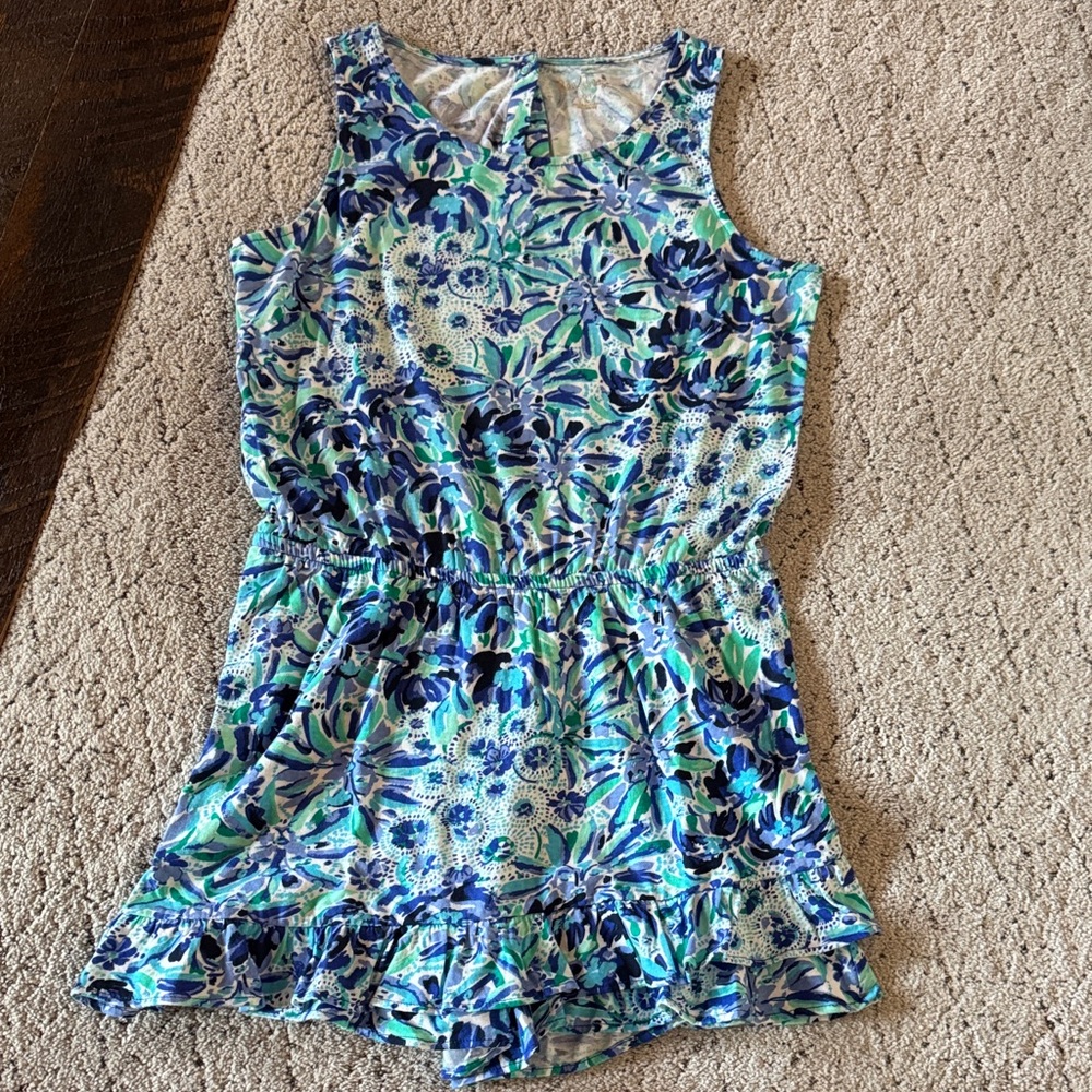 Lilly Pulitzer Blue and Green Floral Kids Romper